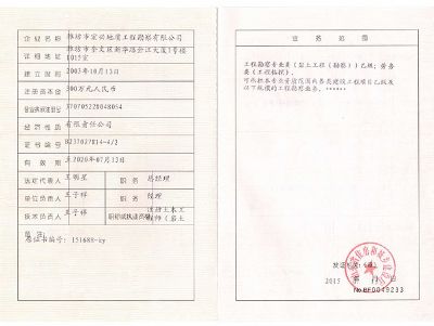 点击查看详细信息<br>标题：工程勘察资质证书（副本） 阅读次数：11891